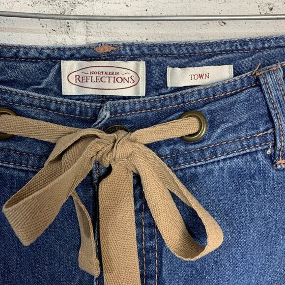 Vintage Denim Jorts Mid High Rise Baggy Relaxed Fit Front Tie Jean Bermuda Short - Picture 3 of 9